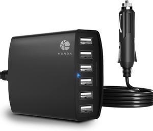 Multi Port USB Car Charger 50W 6 Port Car Adapter 12V Car Phone Charger Cigarette Lighter Adapter for iPhone 13/12/11 Galaxy and Other USB Devices.
