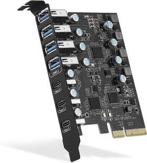 PCIe to USB 3.2 Gen 2 Card with 20 Gbps Bandwidth 7 USB Ports (4 USB Type-A and 3 Type-C Ports), PCI Express (PCIe) Expansion Card for Desktop PC