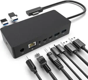 Surface Pro Docking Station,90W Power Supply,4k HD,USB 3.0 x 4, Gigabit Ethernet, Mini DP x 2, 3.5mm Audio,Compatible with Surface Pro 7/X/6/4/3/2017, Laptop 5/4/3/2, Laptop go,Book 2/1,Surface Go 2/1