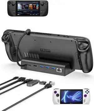 Antank 6-in-1 Docking Station for Steam Deck/ROG Ally, Steam Deck Dock with HDMI 2.0 4K@60Hz Gigabit, 1000Mbps Ethernet, 100W PD Fast Charging and 3 USB-A 3.0 USB-C Port for Valve Steam Deck OLED