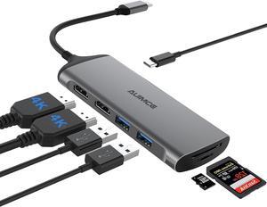USB C Docking Station Dual HDMI Monitor, 7-in-1 USB C Hub with 2 HDMI,100W PD, USB 3.0, SD/TF Card Reader Ports, Laptop Docking Station for Dell, HP, Lenovo, Surface and More