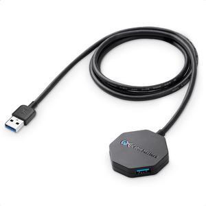 Cable Matters Ultra Mini 4 Port USB Hub with Long 4 ft Extension Cable Tail, USB 3.0 Hub with Multiple Ports for Up to 5Gbps Data Transfer Rate, Black