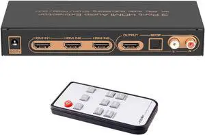 3 in 1 Out HDMI Switch Audio Extractor 4K@30Hz HDMI Switcher with Optical RCA L/R Audio Out