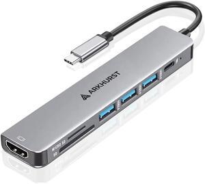 7 in 1 USB C to HDMI Dongle | USB C Hub Multi-Port Adapter for Type C Compatible Devices (4K HDMI Output, USB 3.0 Ports, SD/TF Card Reader, 100W PD)