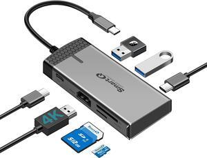 SmartQ H352 USB C Hub, 7-in-1 USB-C Hub with 4K HDMI, 100W PD, USB-C, 2 USB-A 5Gbps, microSD/SD Card Reader, for MacBook Air/Pro, XPS, Laptops, Tablets, Desktops