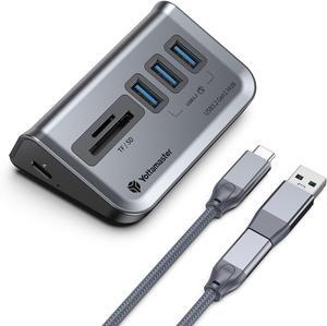Yottamaster USB Hub with SD Card Reader, Triangle Desktop USB3.0 Hub with 3 USB A 3.0 Ports, TF & SD Card Reader with 1.64ft Cable for PC, Laptop (Not Support Charging)