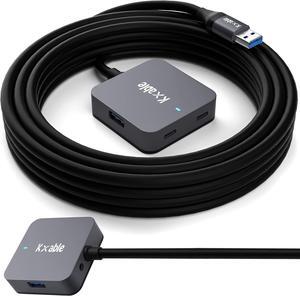 Upgrade USB Extension Cable 15FT with 4-Port (2 A + 2 C), Long USB 3.0 Type-A Extender Cord, Y Splitter Hub, Type-A Male to A-Female + C-Female Extender Cord