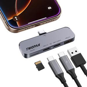 USB C iPhone Hub for ProRes Video Recording - Ultra-Slim Aluminum USB 3.2, Dual USB-C, Micro SD, and Charging Port Hub for iPhone 16/15 Pro/Pro Max