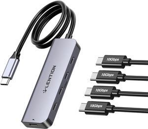 LENTION 2FT Long Cable USB C Hub with 4 x USB-C 3.2 Gen 2, 10 Gbps, 100W PD Charging, Compatible with 2024-2016 MacBook Pro, New Mac Air, iPhone15-16,More (CE31s, Space Gray)