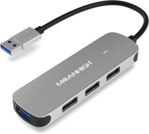 USB Hub, 4-Port Dongle with USB 3.0, USB 2.0, Multiple USB Port Expander for Laptop, MacBook, Surface Pro, XPS, PC, Flash Drive, Mobile HDD