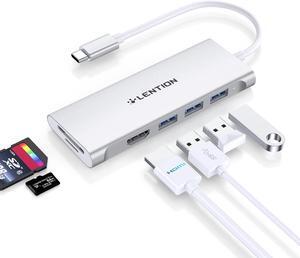 LENTION USB C Hub with 4K HDMI, 3 USB 3.0, SD/Micro SD 3.0 Card Reader, Compatible 2023-2016 MacBook Pro, New Mac Air/Surface, Chromebook, iPhone15 or More, Stable Driver Adapter (C34, Silver)