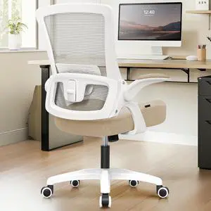 NEO CHAIR High Back Mesh Office Chair with Adjustable Height Ergonomic Design Executive Lumbar Support Padded Flip-up Armrests and Swivel Function for Home Office Gaming Computer Desk (Beige)
