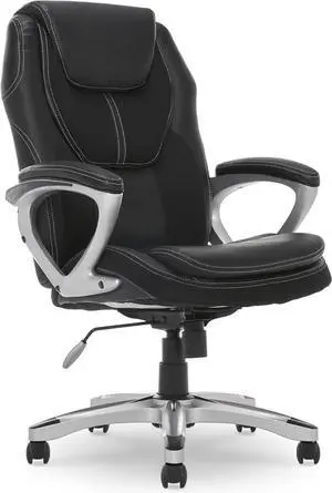 Serta Amplify Executive Office Padded Arms, Adjustable Ergonomic Gaming Desk Chair with Lumbar Support, Faux Leather and Mesh, Black