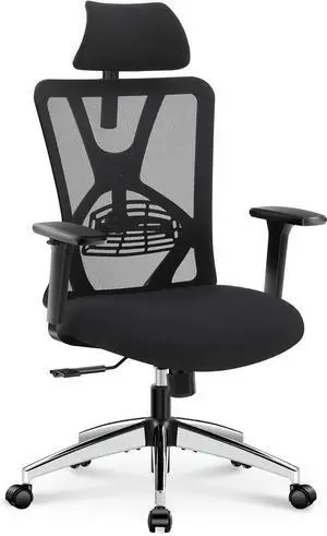 Ticova Ergonomic Office Chair - High Back Desk Chair with Adjustable Lumbar Support, Headrest & 3D Armrest - 130°Rocking Mesh Computer Chair