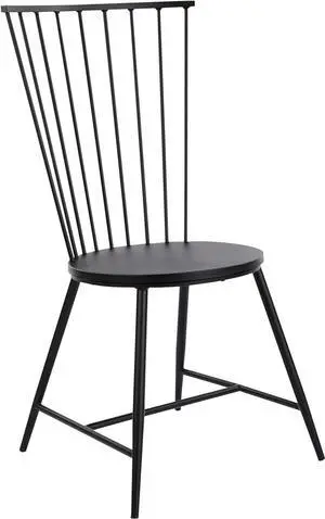OSP Home Furnishings Bryce Metal Dining Room Chair with Curved Back, Black Finish
