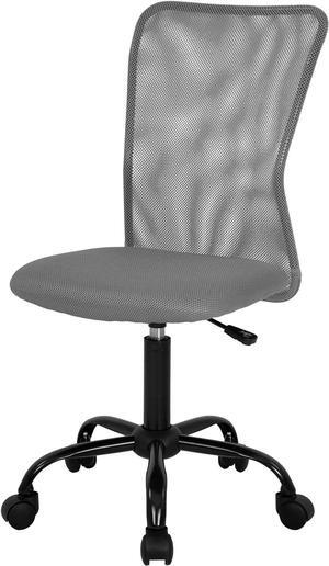 Home Office Chair Mid Back Mesh Desk Chair Armless Computer Chair Ergonomic Task Rolling Swivel Chair Back Support Adjustable Modern Chair with Lumbar Support (Grey)