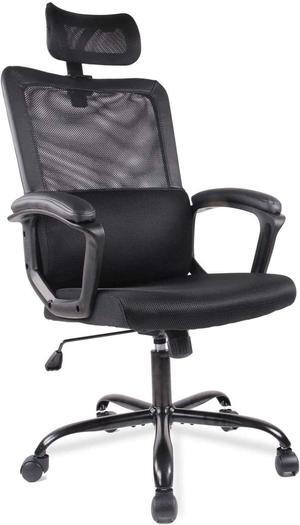 Office Chair, Ergonomic Mesh Home Office Computer Chair with Lumbar Support/Adjustable Headrest/Armrest and Wheels/Mesh High Back/Swivel Rolling (Black)