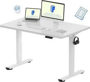 FLEXISPOT EN1 One-Piece Electric Standing Desk 48 x 30 Inch Desktop Adjustable Height Desk Home Office Computer Workstation Sit Stand up Desk (White Frame + White Top, 2 Packages)