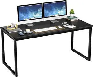 ZenStyle Computer Desk 55" Large Office Desk Computer Table Laptop PC Simple Study Writing Desk for Home Office, Black