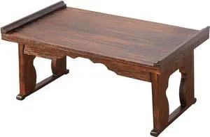 Japanese Floor Table,Small Coffee Table & Tea Table, Altar Table for Meditation,Low Table for Sitting on The Floor,Wood Bed Table Trays with Foldable Legs,Bed Laptop Desk