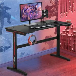 Dkelincs 47 Inch Gaming Desk T-Shaped Computer Desk PC Computer Table Home Office Desk Ergonomic Gamer Workstation with Headphone Hook and Cup Holder, Red
