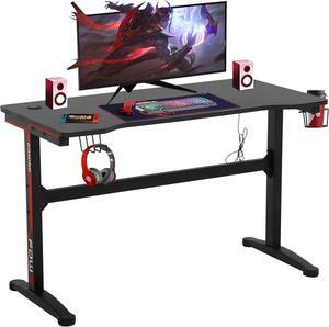 Gaming Desk PC Computer Desk Home Office Desk Table Gamer Workstation Modern Writing Desk Table with Cup Holder Headphone Hook, Red, 47.2 inches L, 23.6 inches W