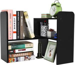 PAG Desk Organizer Desktop Shelf Adjustable Countertop Bookshelf Small Table Shelves Book Organizer Office Organization for Desk, Black