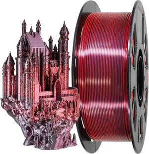 MIKA3D 2 Colors in 1 Silk Black Red PLA 3D Filament, 1KG 2.2LBS 3D Printing Material with Bicolor Dichromatic Double Colors, Dual Color Co-Extrusion 3D Filament Widely Fit for 3D Printer