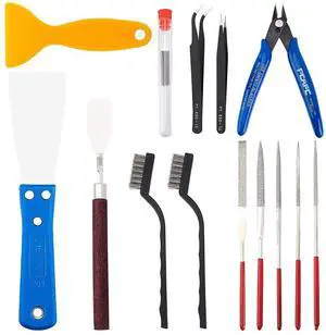 OLYCRAFT 23PCS 3D Printer Tool 3D Printer Nozzle Cleaning Tool Removal Tool Kit Includes Putty Knife, Wire Brush, Wire Flush Cutter, Scraper Knife, Diamond Files and Tweezer for Cleaning 3D Printer