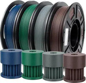 IEMAI Carbon Fiber PLA Filament 1.75mm Bundle, High Strength & Rigidity Colorful PLA-CF 3D Printer Filament Bundle, 250g x 4 Spools Blue/Blue Grey/Brown/Army Green