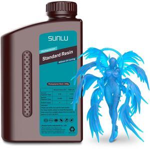 SUNLU 3D Printer Resin 1kg, Fast Curing Standard 3D Resin for LCD DLP SLA 3D Printers, 395 to 405nm UV Curing 3D Printing Liquid Photopolymer Resin, Low Shrinkage, High Precision, 1000g, Clear Blue