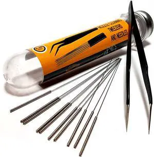 3D Printer Nozzle Cleaning Kit - 0.4mm Needles and Tweezers Toolkit - Stainless Steel Nozzle Cleaning Tool Kit - Alternative for 0.4mm Drill Bits for 3D Printer - Set of 11
