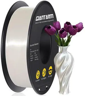 GIANTARM 3D Printer Filament, Silk White Pla Filament, 1Kg(2.2lbs) Spool, 1.75mm Dimension Accuracy +/- 0.03mm, 3D Printing Filament
