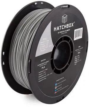 HATCHBOX 1.75mm Cool Gray PLA 3D Printer Filament, 1 KG Spool, Dimensional Accuracy +/- 0.03 mm, 3D Printing Filament
