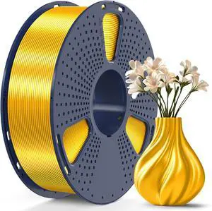 SUNLU 3D Printer Silk Filament,Shiny Silk PLA Filament 1.75mm, Smooth Silky Surface, Great Easy to Print for 3D Printers, Dimensional Accuracy +/- 0.02mm, Silk Light Gold 1KG