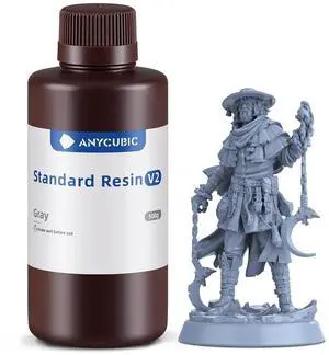 ANYCUBIC 3D Printer Resin, Upgraded 8K Standard Resin V2, Enhanced Toughness and Strength, Lower-Odor, High Precision 3D Printing Resin for All LCD Resin 3D Printers (Grey, 500g)