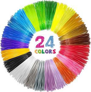 24 Colors 3D Pen Filament. 1.75mm PLA, 10 Feet Each. Kids Safe Refill