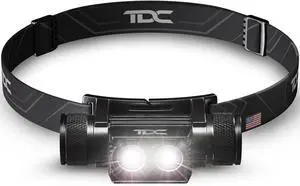 TDC LED Rechargeable Headlamp 1000 Lumens - Professional Waterproof Head Lamp with 5 Modes, Hard Hat Compatible - USB-C Charging - Ideal for Camping, Hiking, Construction & Hunting