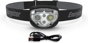 Energizer Rechargeable LED Headlamp Pro400, IPX4 Water Resistant, High-Powered Bright LED, Multiple Light Modes, Best Headlight for Camping, Running, Outdoors, Emergency Light, USB Included