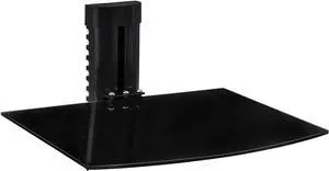 Mount-It! Floating TV Shelf, Wall Mounted Shelf for Receiver, Cable Box, PlayStation, Xbox, DVD Player, Projector and AV Components, 17.6 Lbs Capacity, 1 Shelf, Tinted Tempered Glass Black