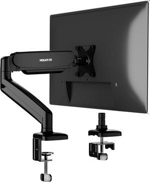 Mount-It! Monitor Arm  Single Monitor Desk Mount, Articulating Gas Spring Arm, Fully Adjustable 13"-32" Screens, VESA 75x75 100x100, Clamp & Grommet Base, Holds 17.6 lbs