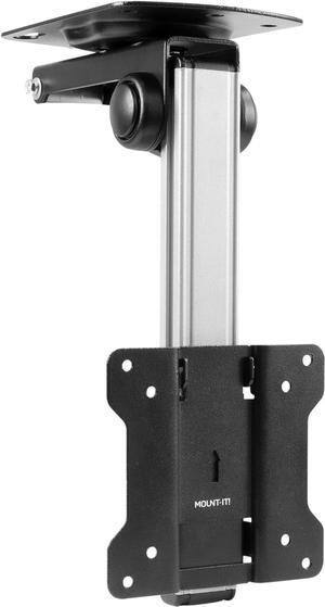 Mount-It! Folding Ceiling TV Mount | Flip Down and Under Cabinet TV Bracket for Compact Screens 13-27 Inch | Space-Saving Tilt and Swivel Design | Adjustable Height | VESA 75x75, 100x100 | Max 44 lbs