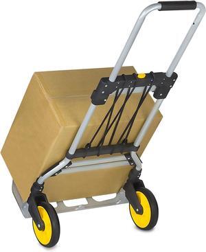 Mount-It! Folding Hand Truck And Personal Dolly, Aluminum Dolly Cart, 264 Lb Capacity Hand Cart, Dolly Cart With Wheels of Rubber, Telescoping Handle For Indoor Outdoor Travel, Foldable & Moving Dolly