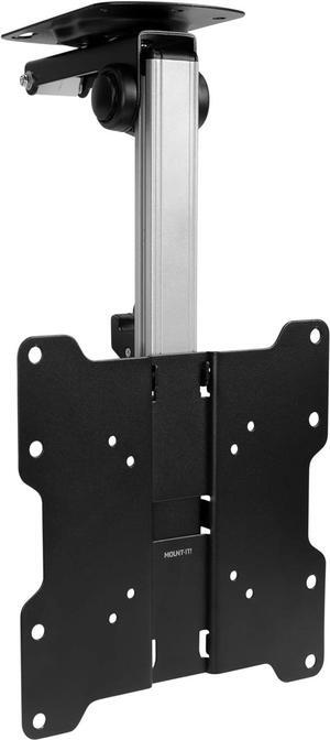 Mount-It! Flip Down TV and Monitor Mount | Ceiling Kitchen Overhead and Under Cabinet Mount | Fits Flat Screens 13 15 17 19 21.5 24 27 32 37 Inches | VESA Compatible 75-200 | Height Adjustable
