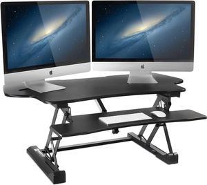 Mount-It! 48" Electric Adjustable Standing Desk Converter 2 Monitors, Adjustable Stand Up Desk Riser for Monitors, X-Large Motorized Workstation Topper with Keyboard Tray for Home Office, Black