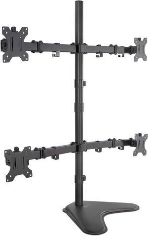 Mount-It! Quad Monitor Stand | Height Adjustable Free Standing 4 Screen Mount | Fits Monitors up to 32 Inches | Black, Steel | MI-2784