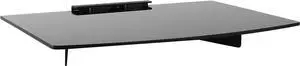 MOUNT-IT! Cable Box Tempered Glass Shelf [22 lbs Capacity] Wall Mount Shelves for DVD Player, AV, Electronic Components, Gaming Consoles, Streaming Devices, Karaoke (BLACK)