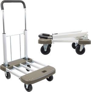 Mount-It! Foldable Push Cart, Utility Dolly Platform Cart, Adjustable Length, Folding Hand Truck, Portable Dolly for Moving Boxes, Appliances, Furniture, 330 lbs Capacity