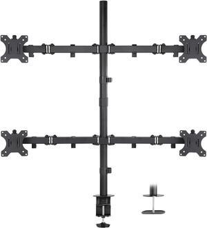 Mount-It! 4 Monitor Stand | Quad Monitor Desk Mount | Fits Four Computer Screens 19 21 24 27 29 30 32 Inches | Heavy Duty Height Adjustable Arms | VESA 75 100 Compatible | C-Clamp and Grommet Bases