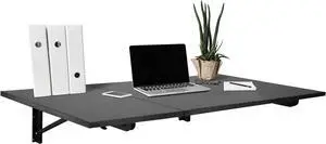Mount-It! Heavy Duty Drop Down Table, Wall Mounted Drop Leaf Tables 45x15x7 Inches, Collapsible, Folding Workbench for Home Office, Laundry Room, Garage, Basement Bar, Study or Kitchen (Black)